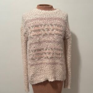 SO Women's Soft Cream and Pink Knit Sweater